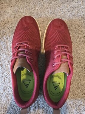 Vans Men’s Red Knit Sneakers with Green Insoles